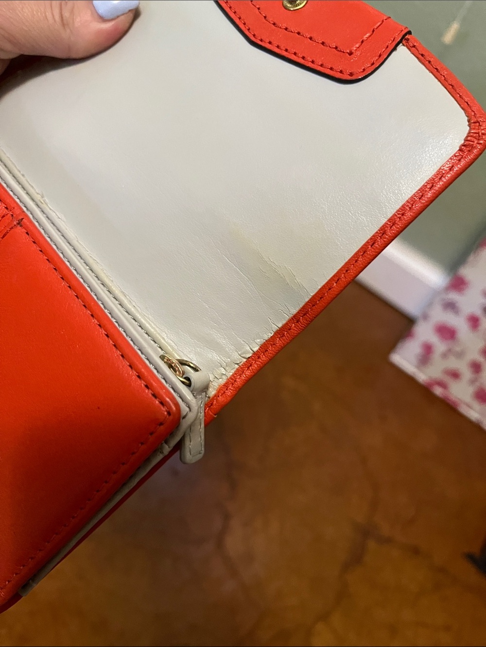 Coach Small Leather Wallet - Bright Orange with Gold Logo - Picture 6 of 11